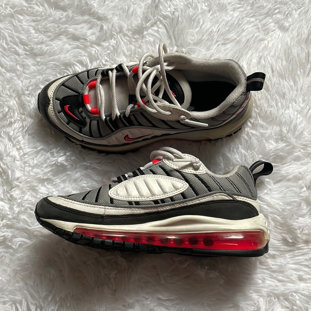 Nike Air Max 98’s in fair condition, dark blue with hot pink  & white